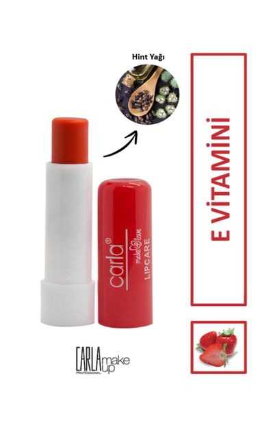 Carla Professional Make Up Hint Yağı İçeren E Vitaminli Nemlendiricili Lip Balm Çilek 