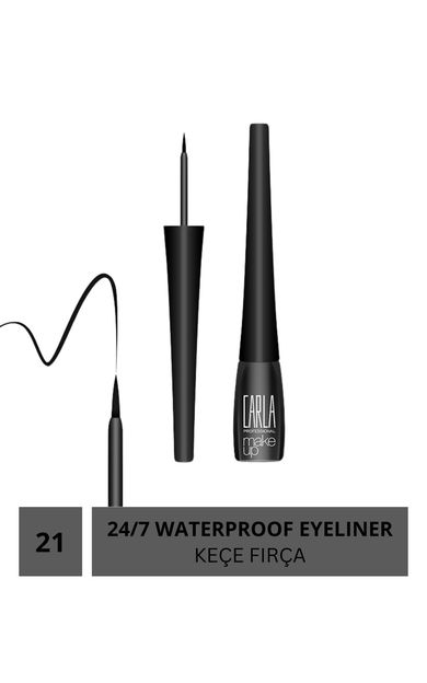 Carla Professional Make Up Suya Dayanıklı Eyeliner - 24/7 Waterproof Eyeliner - No: 21 SİYAH