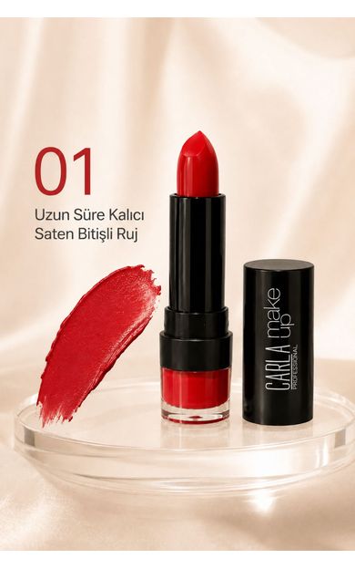 Carla Professional Make Up Uzun Süre Kalıcı Saten Bitişli İncape Ruj No:01 RED