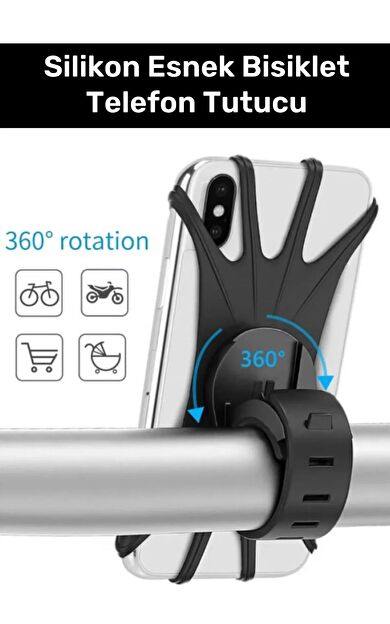 Premium Pratik Sök Çıkar Dayanıklı Esnek Ayarlanabilen Silikon Esnek Bisiklet Telefon Tutucu