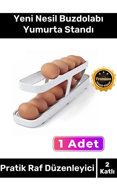 Premium Seri Buzdolabı Plastik 2 Katlı Kullanışlı Pratik Raf Düzenleyici Yeni Nesil Yumurta Standı