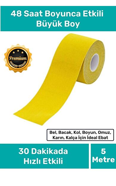 Hızlı Etkili Büyük Boy Kas Eklem Bel Bacak Kol Boyun Sırt Omuz Karın Kalça Ağrı IsıI Bandı 5cm x 5m