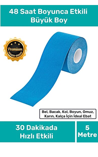 Hızlı Etkili Büyük Boy Kas Eklem Bel Bacak Kol Boyun Sırt Omuz Karın Kalça Ağrı IsıI Bandı 5cm x 5m