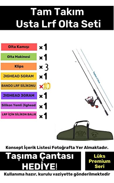 Özel Üretim Şık Taşıma Çantalı Hazır Kurulu Tam Takım Usta Lrf Olta Seti - 3m Kamış Hediyeli