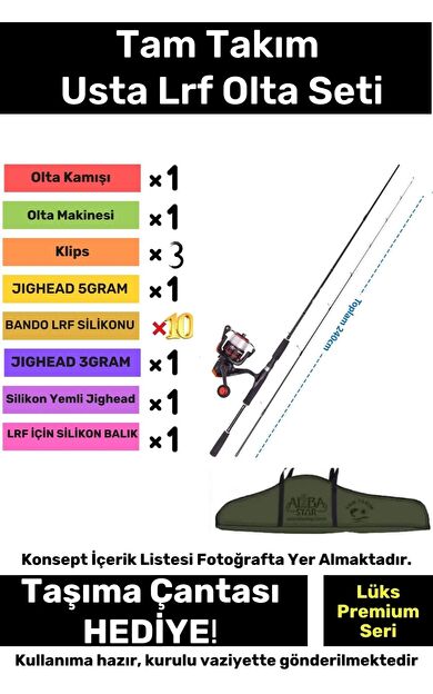 Özel Üretim Şık Taşıma Çantalı Hazır Kurulu Tam Takım Usta Lrf Olta Seti - 3m Kamış