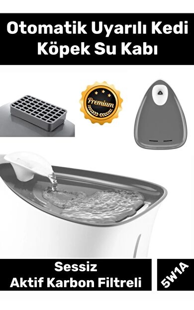 Özel Üretim Aktif Karbon Filtreli Sessiz 5W1A Adaptörlü Uyarılı Otomatik Uyarılı Kedi Köpek Su Kabı
