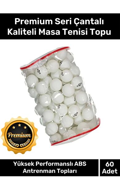 Premium Seri Çantalı Kaliteli Masa Tenisi Etkinlik 60 Adet Beyaz Canlı Pinpon Topu