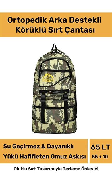 Ortopedik Su Geçirmez Konfor Modeli Fermuarlı Büyük Boy Çok Gözlü Bölmeli Kamp Outdoor Sırt Çantası