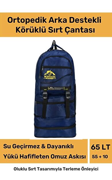 Ortopedik Su Geçirmez Konfor Modeli Fermuarlı Büyük Boy Çok Gözlü Bölmeli Kamp Outdoor Sırt Çantası
