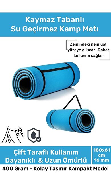 Premium Su Geçirmez Konforlu Taşıma Askılı Çift Taraflı Zemin Çadır Uyku Kamp Matı Yer Minderi 16 mm