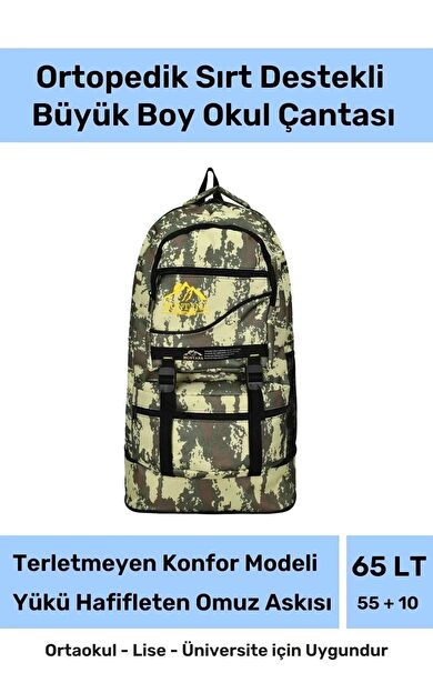 Büyük Boy Ortopedik & Terletmeyen Konfor Modeli Çok Gözlü Bölmeli Lise Ortaokul Okul Sırt Çantası