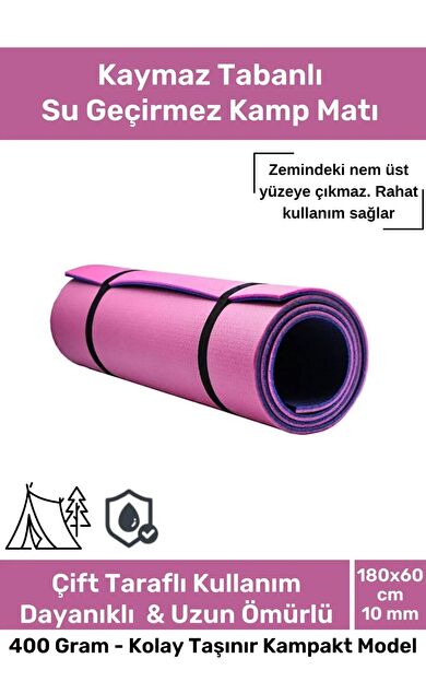 Premium Su Geçirmez Konforlu Taşıma Askılı Çift Taraflı Zemin Çadır Uyku Kamp Matı Yer Minderi 10 mm