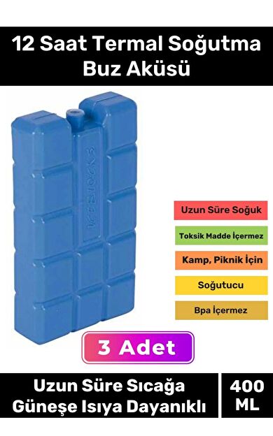 Premium Uzun Süre Sıcağa Güneşe Isıya Dayanıklı 12 Saat Termal Soğutma Buz Aküsü Kasedi 3'lü