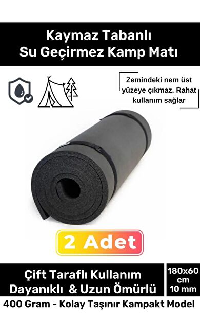 Premium Su Geçirmez Konforlu Taşıma Askılı Çift Taraflı Zemin Çadır Uyku Kamp Matı Yer Minderi 10mm