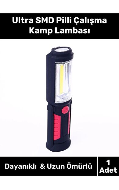 Deluxe Seri Beyaz Aydınlatma Kauçuk Mıknatıslı Ultra SMD Pilli Çalışma Kamp Lambası
