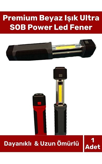 Premium Seri Beyaz Işık Ultra SOB Power Led Pilli Askılı Mıknatısla Sabitlenir Çalışma Kamp Lambası