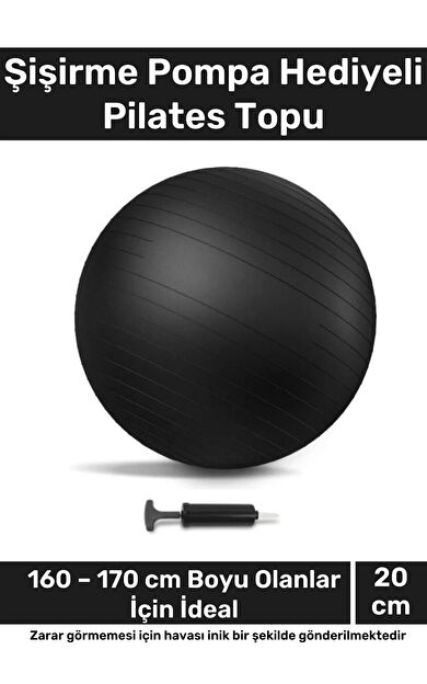 i Dayanıklı Mini Gymball 20cm Siyah Pilates Topu Şişirme Pompa