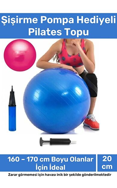 Profesyonel Seri Dayanıklı Yüksek Kalite Mini Gymball 20cm Mavi Pilates Topu Şişirme Pompa