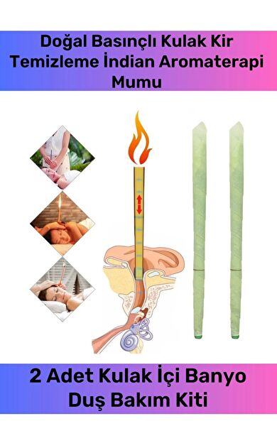 Özel Üretim Doğal Basınçlı Kulak Kir Temizleme İndian Aromaterapi Mumu - 2 Adet