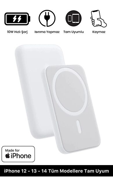 iPhone 12 13 14 15 Tam Uyumlu Magsafe Battery Pack Powerbank Kablosuz Wireless Batarya Şarj Aleti