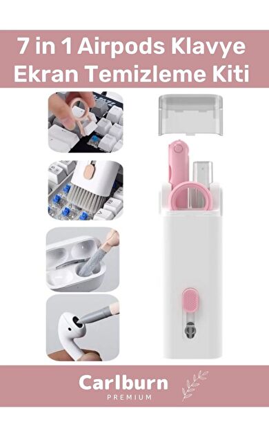 Premium Çok Fonksiyonlu Güçlü Silikon Uçlu 7 in 1 Airpods Klavye Ekran Temizleme Kiti