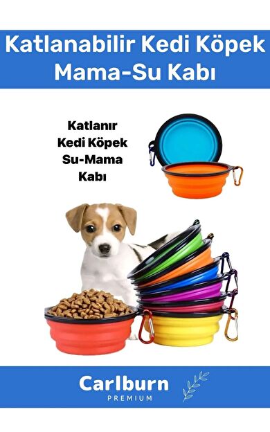 Özel Seri Taşınabilir Seyahat Tipi Kancalı Silikon Katlanabilir Kedi Köpek Evcil Hayvan Mama Su Kabı