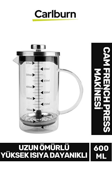 Özel Üretim Isıyı Uzun Süre Koruyan Süzgeçli Bitki Çayı Demliği Filtre Kahve French Press 600 ml