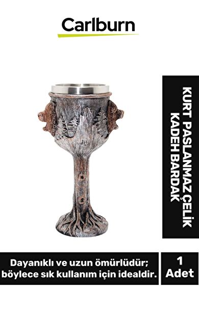 Özel Tasarım Dekoratif Şık Hediyelik Sevgili Arkadaş Kurt Paslanmaz Çelik Kadeh Bardak 19*7 Cm