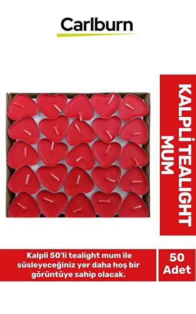Özel Üretim Dekoratif Hediyelik Sevgili Özel Gün Süslemelerinde Kalpli 50'li Tealight Mum