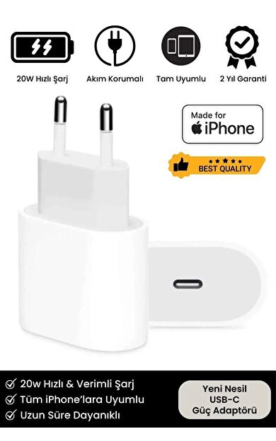 iPhone Tüm Serilere Uyumlu 20w Hızlı Şarj Aleti 7 8 X 11 12 13 14 15 16 İçin Type-C Girişli Adaptör