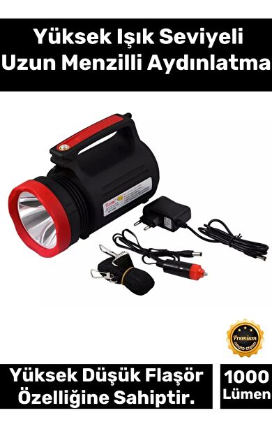 Premium 2 Florasan Led Beyaz Aydınlatma 1000 Lümen 5 Metre Kablolu Çift Yönlü Büyük Fener