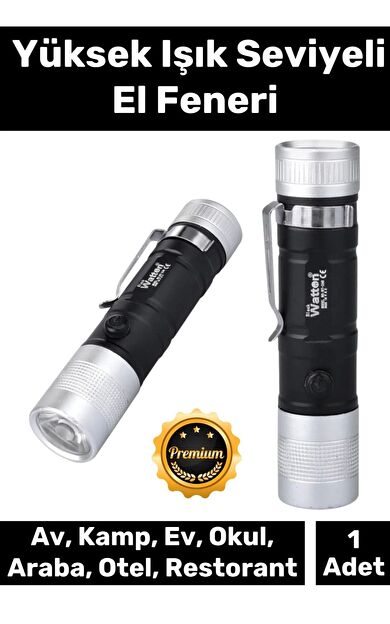 Deluxe 100 Metre Menzilli Tek Mod Beyaz Aydınlatma Cep Boyu Mini Mini Pilli El Feneri