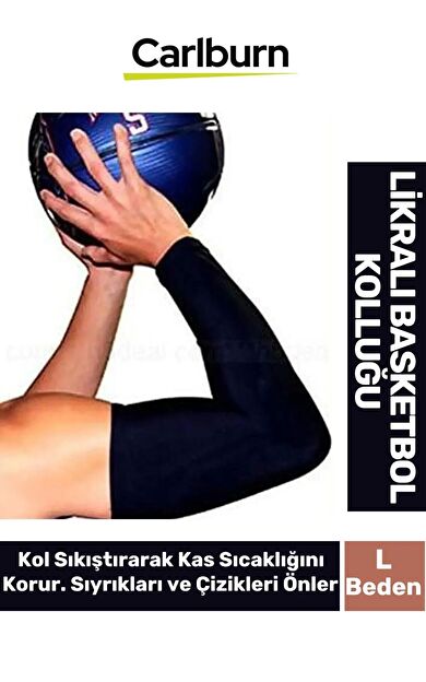 Kas Sıcaklığı Koruyan Yıkanabilir Nem Yönetim Teknolojisi Siyah Likralı L Beden Basketbol Kolluğu