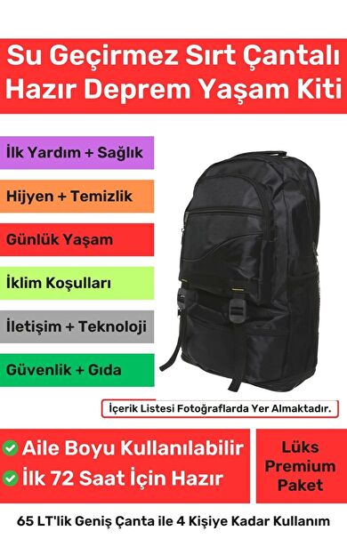 Lüks Premium Solar Paket Tam Kapsamlı Hazır Deprem Yangın Çantası İlk Yardım Acil Durum Yaşam Kiti