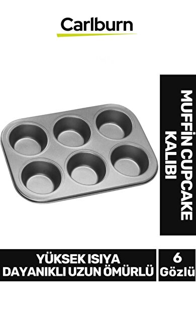 Premium Yüksek Isıya Dayanıklı Uzun Ömürlü Yapışmaz Yıkanabilir 6 Gözlü Muffin Cupcake Kalıbı