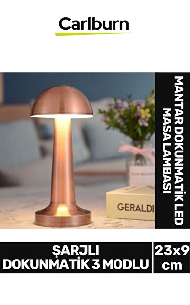 Özel Tasarım 3 Modlu 23 cm x 9 cm Modern Aç/Kapa Butonlu Mantar Dokunmatik LED Masa Lambası