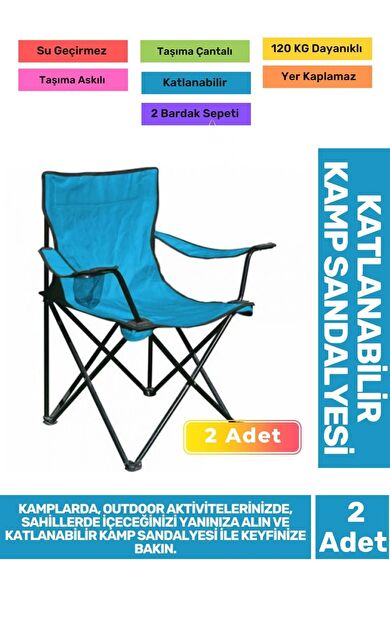 Su Geçirmez 120 Kg Dayanıklı Çantalı Katlanabilir Taşıma Askılı Balık Piknik Kamp Sandalye 2'li Set