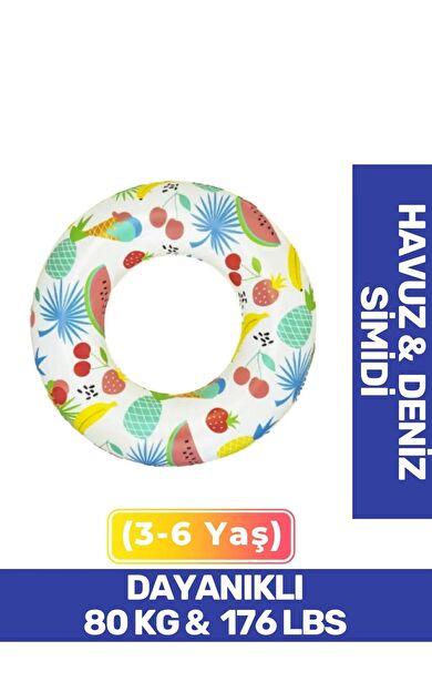 Özel Üretim Dayanıklı 80 kg 176 lbs Çocuk 3-6 Yaş 61 Cm Meyve Desenli Deniz Havuz Simit