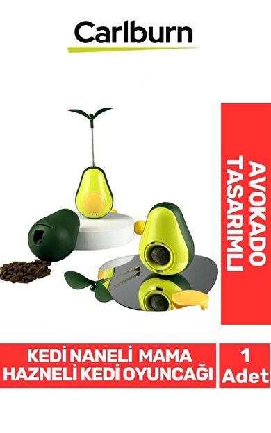 Özel Üretim Döner Mekanizmalı Avokado Şeklinde Kedi Naneli Mama Hazneli Kedi Oyuncağı