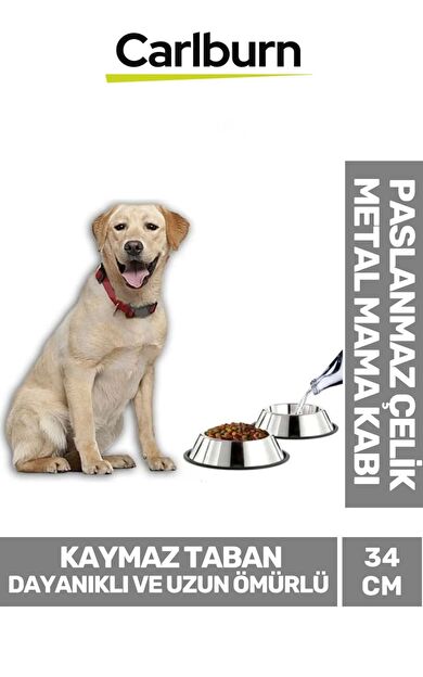 Özel Üretim Dayanıklı Uzun Ömürlü Sağlam Şık Paslanmaz Çelik Metal Kedi Köpek Mama Su Kabı 34 cm