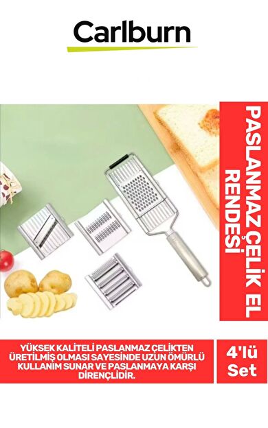 Özel Üretim Tutma Saplı Ergonomik Meyve Sebze Yüksek Kaliteli Paslanmaz Çelik 4'lü Set El Rendesi