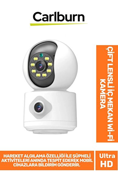 Hareket Algılama Özellikli Çift Yönlü Ses Bulut Depolama 2 MP+2 MP Çift Lensli İç Mekan Wi-Fi Kamera