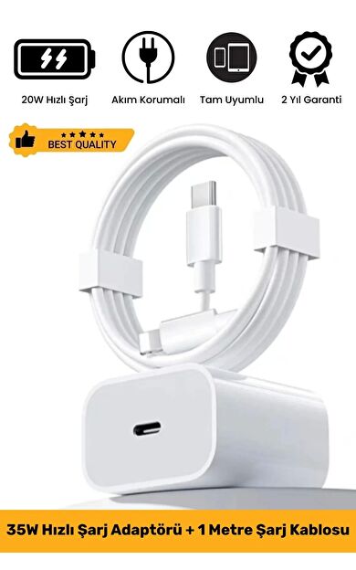 Macbook İphone Tüm Serilere Uyumlu 35w 15 16 17 Plus Pro Type C Kablolu Hızlı Şarj Seti Adaptör