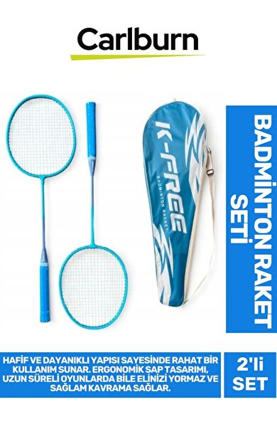 PremiumHafif Dayanıklı Telli Sağlam Ergonomik Saplı Eli Yormaz Kavrama 2'li Badminton Raket Seti