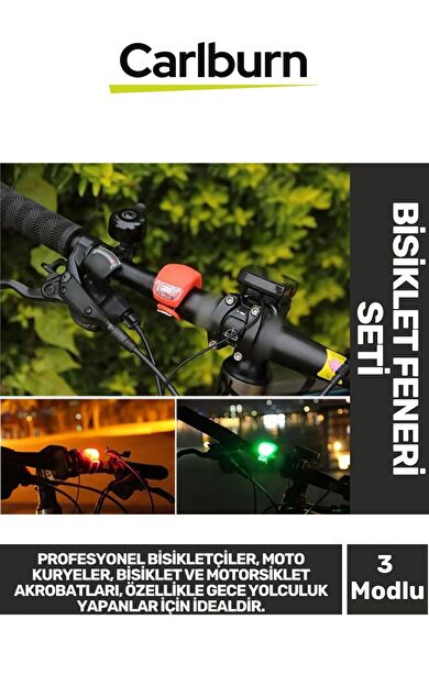 Özel Üretim 3 Fonksiyonlu Su Geçirmez Pilli Bisiklet Motor Motorsiklet Feneri Seti İkaz Işığı