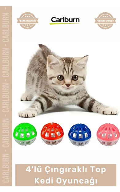 Özel Üretim Kedi Oyun Eğlence Canlı Renk Dayanıklı Aktif 4'lü Çıngıraklı Top Kedi Oyuncağı