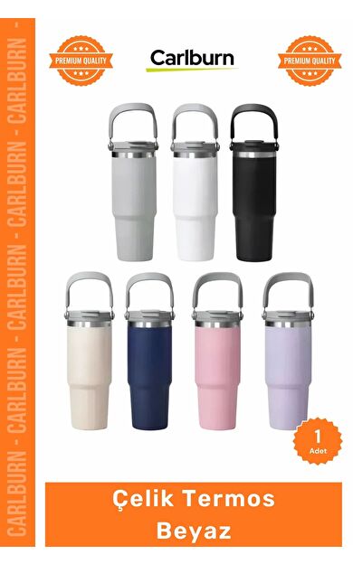 Özel Üretim Paslanmaz Isı Korumalı Vakumlu Sızdırmaz 500ml Mat Ergonomik Çelik Termos Beyaz