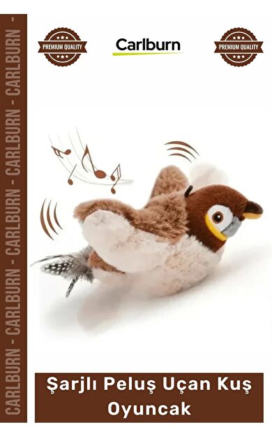 #Petshop Kedi Avcılık İçgüdüsü Tetikleyici Kanat Çırpan Sesli USB Şarjlı İpli Peluş Uçan Kuş Oyuncak