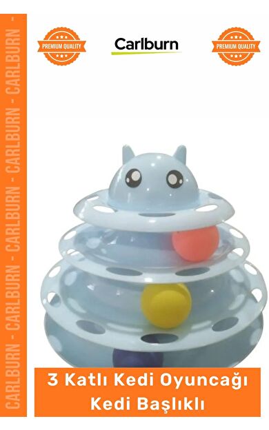 #Petshop İnteraktif Eğitici Hareketli Toplu Yuvarlak Kaliteli 3 Katlı Kedi Oyuncağı Kedi Başlıklı