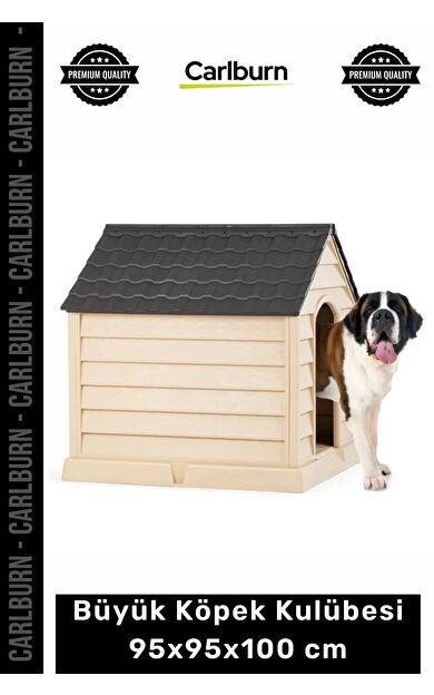 #Petshop Su Geçirmez Plastik Dış Mekan Bahçe Tipi Konforlu Büyük Köpek Kulübesi 95x95x100 cm